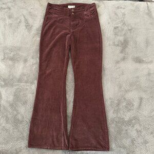 Free People We The Free Jayde Corduroy Brown Flare High Rise Pants 28